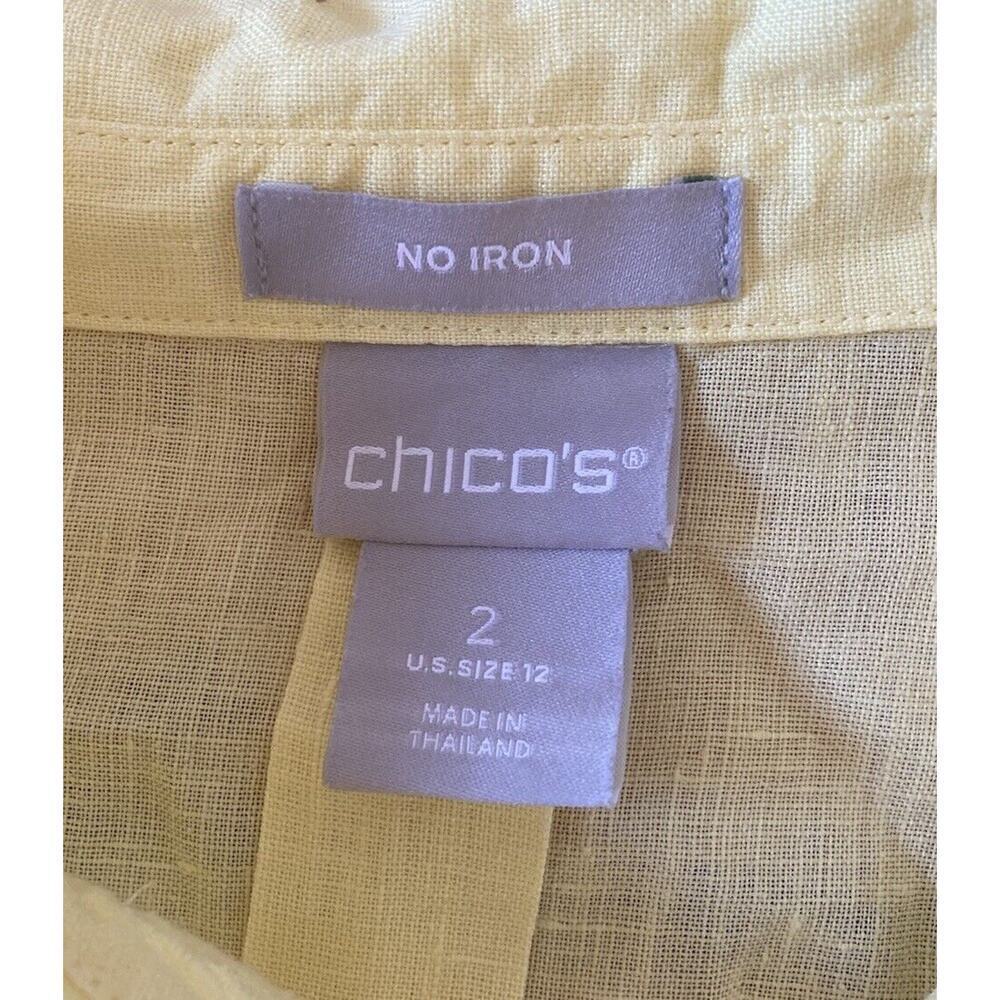 Chico’s Button up 3/4 Sleeve Top Size 2/US Large Women’s Yellow - Picture 3 of 7